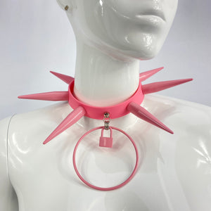 STUPID LOVE INSPIRED BITCHSPIKE CHOKER IN PASTEL PINK